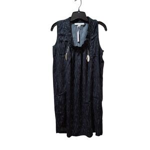 Loyal Hana Anya Maternity Nursing Dress S Black Waterfall Pleated Pockets NWT